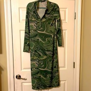 Nasty Gal lettuce edge midi dress, sheer with slip underneath